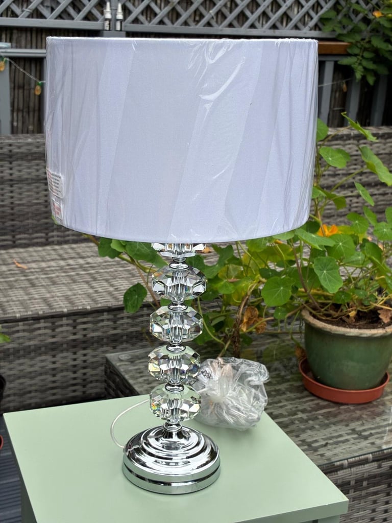 The Lighting Book  OLEANA decorative modern polished chrome & crystal glass table lamp