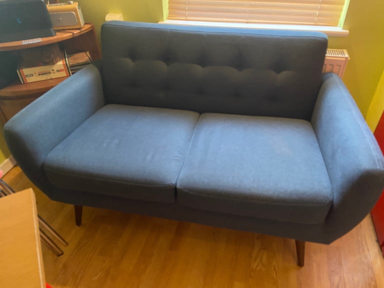 Next blue sofa two seater retro style compact £50 each