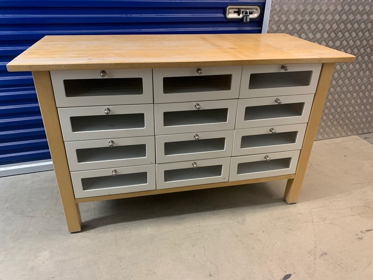 image for IKEA Varde Solid Beech Top Freestanding Kitchen Apothecary Chest Of Drawers Unit