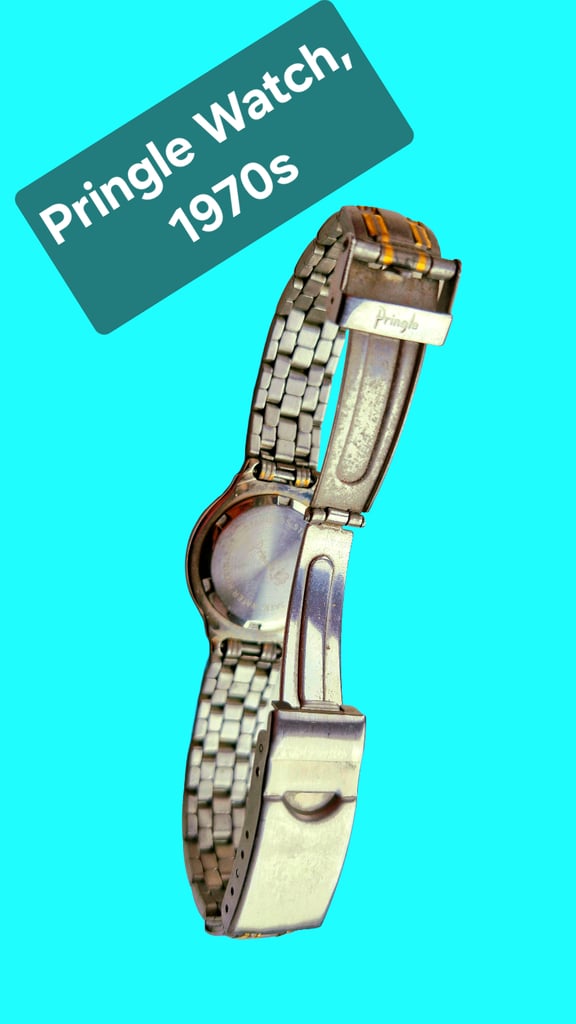 Pringle Quartz Calendar Watch, Brushed Silver+Gold Finish, Gold Numerals, vgc