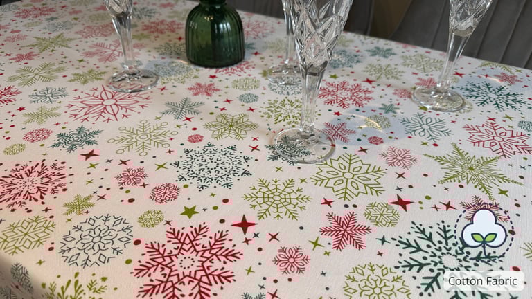 Eujenia’s Home Waterproof Christmas Tablecloth 180x200 cm Rectangular Cotton Handmade