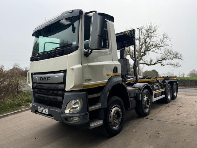2019 69 DAF CF 480 E6 8x4 Multi-lift Ultima 24 hook loader sheet VBG drawbar