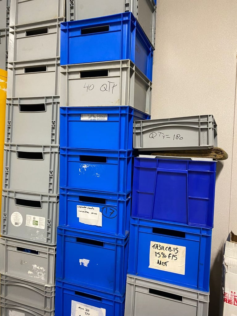 image for Industrial Plastic Crates 20Ltr - 30LTR Heavy-Duty Stackable Storage Tubs 55 (Black,Blue , Gray )