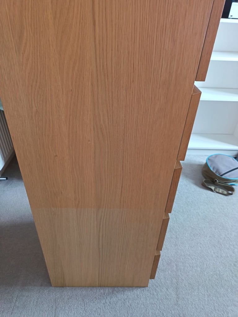 image for IKEA Oak Narrow 5 drawer Malm Chest of Drawers 