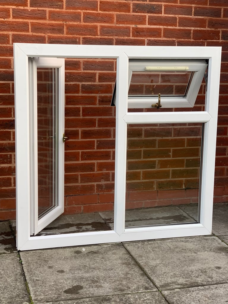 UPVC DOUBLE GLAZED WINDOW WITH SIDE & TOP OPENERS 118.5cm W 113cm H Can Deliver