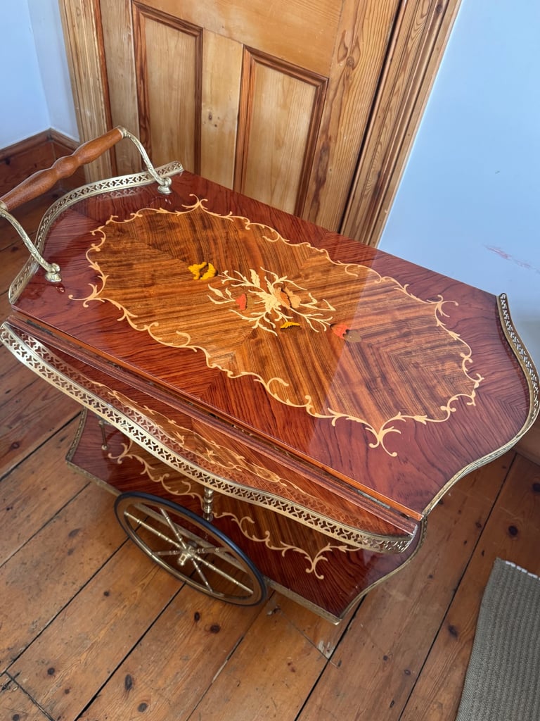 Vintage Italian Bar Cart Drinks Trolley
