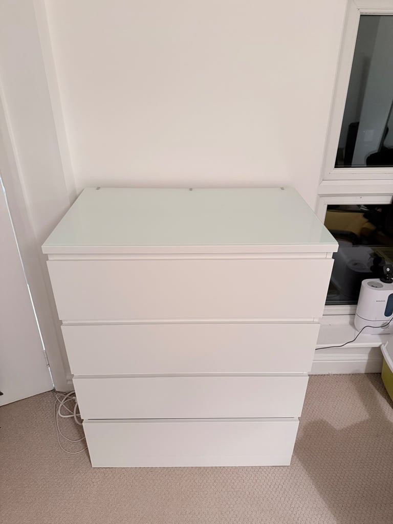 image for White IKEA MALM Chest of 4 Drawers – Excellent Condition