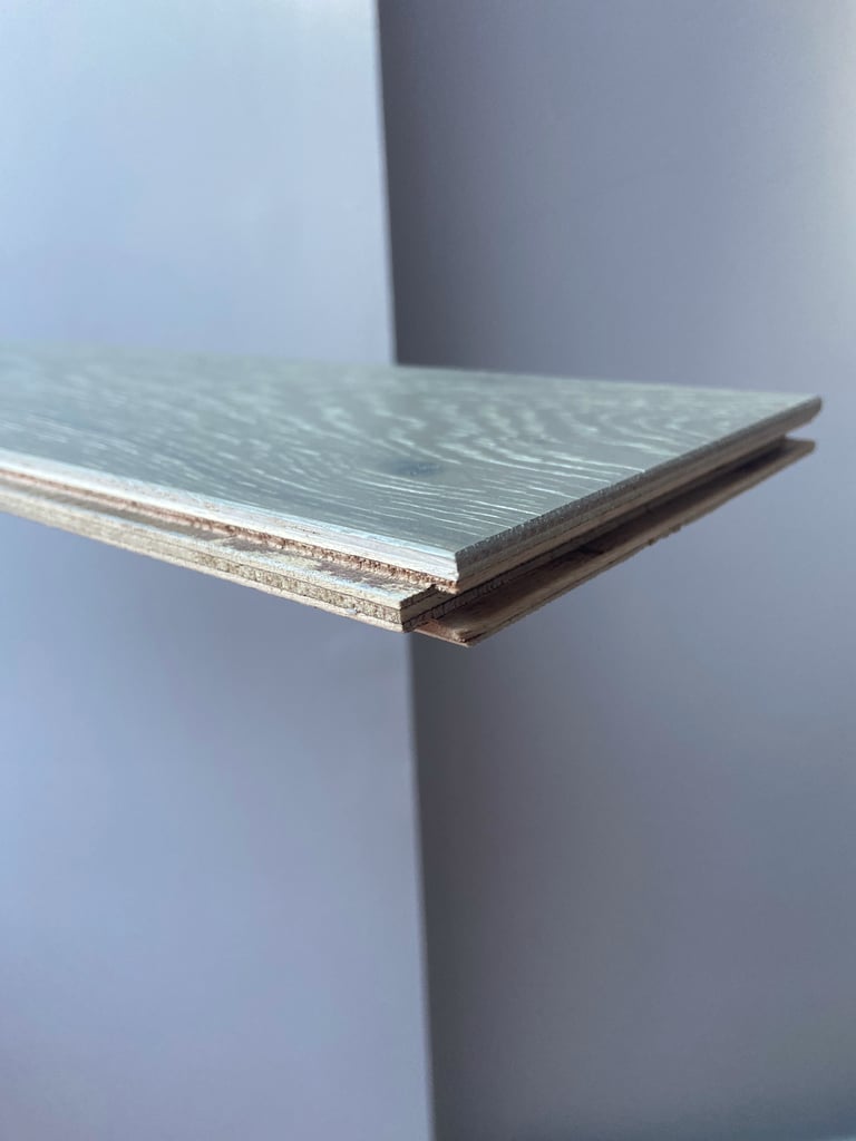 NEW Loft Pearl Grey Oak Brushed & UV Lacquered Engineered Wood Floorboards (open box)