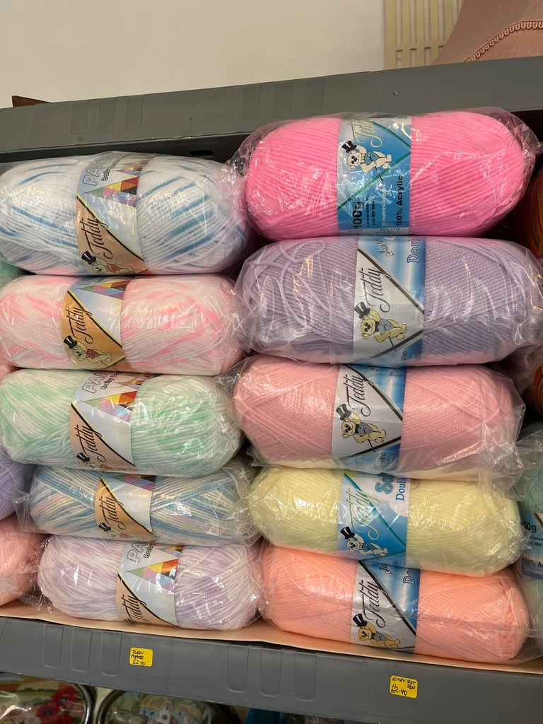 Knitting yarn, haberdashery, buttons