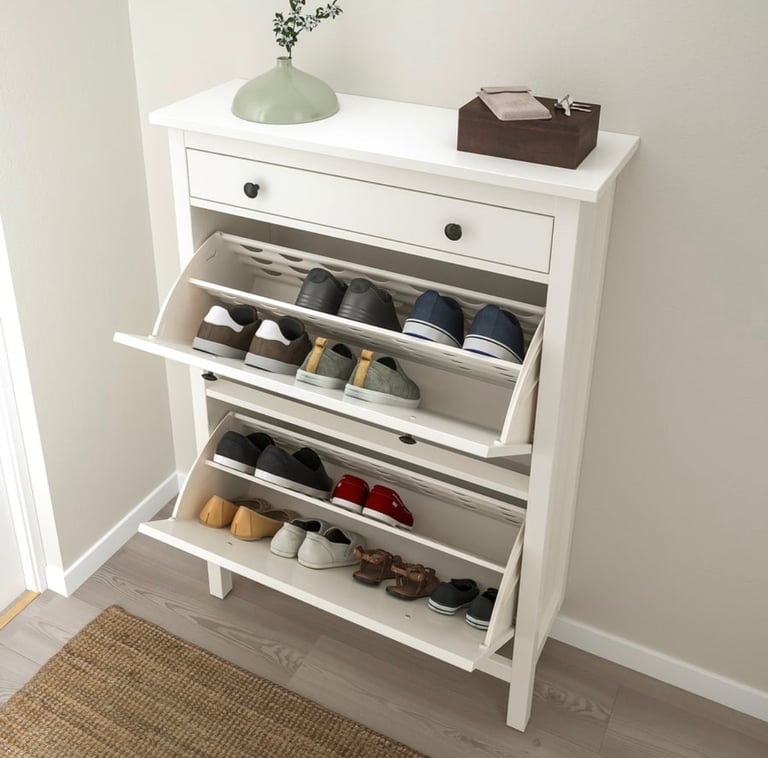 👟 IKEA HEMNES Shoe Cabinet - White, 4 Compartments