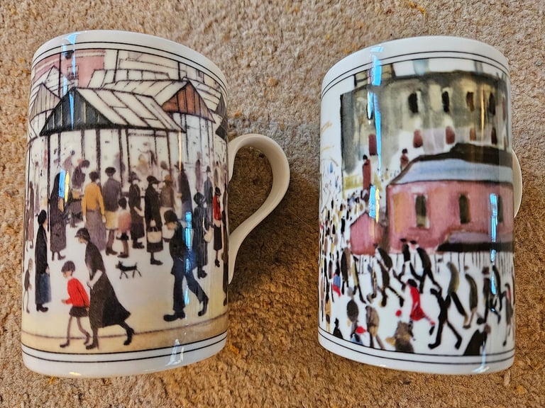 image for TWO Queens Fine Bone China Lowry Mugs - NEW
