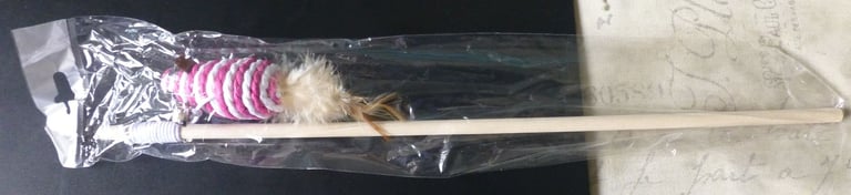 Pink & white mouse cat/kitten toy on a stick