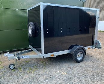 Box Trailer with Ramp in Black or White - Tickners Single Axle 8' x 5' x 5'