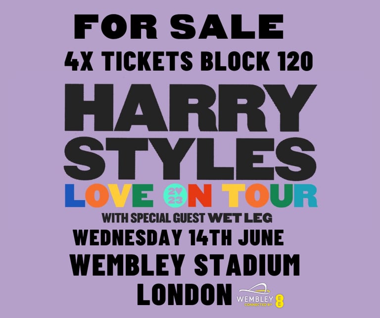 Harry Styles 4 x Tickets 14th June Wembley