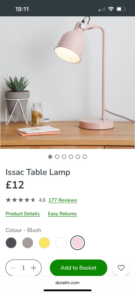 Pink, metal table lamp