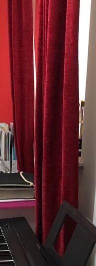 image for Fully lined red coloured curtains in a very good condition 