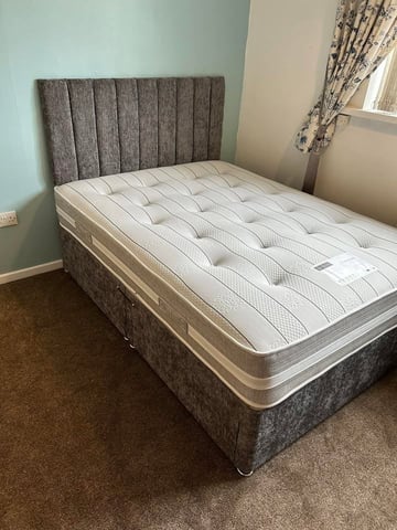 Budget Small Double Bed Plush Velvet – Brand New with Mattress