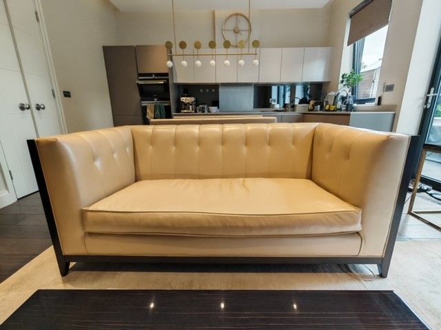image for Bespoke / Made to measure 3 seater leather sofa / British made, cream leather