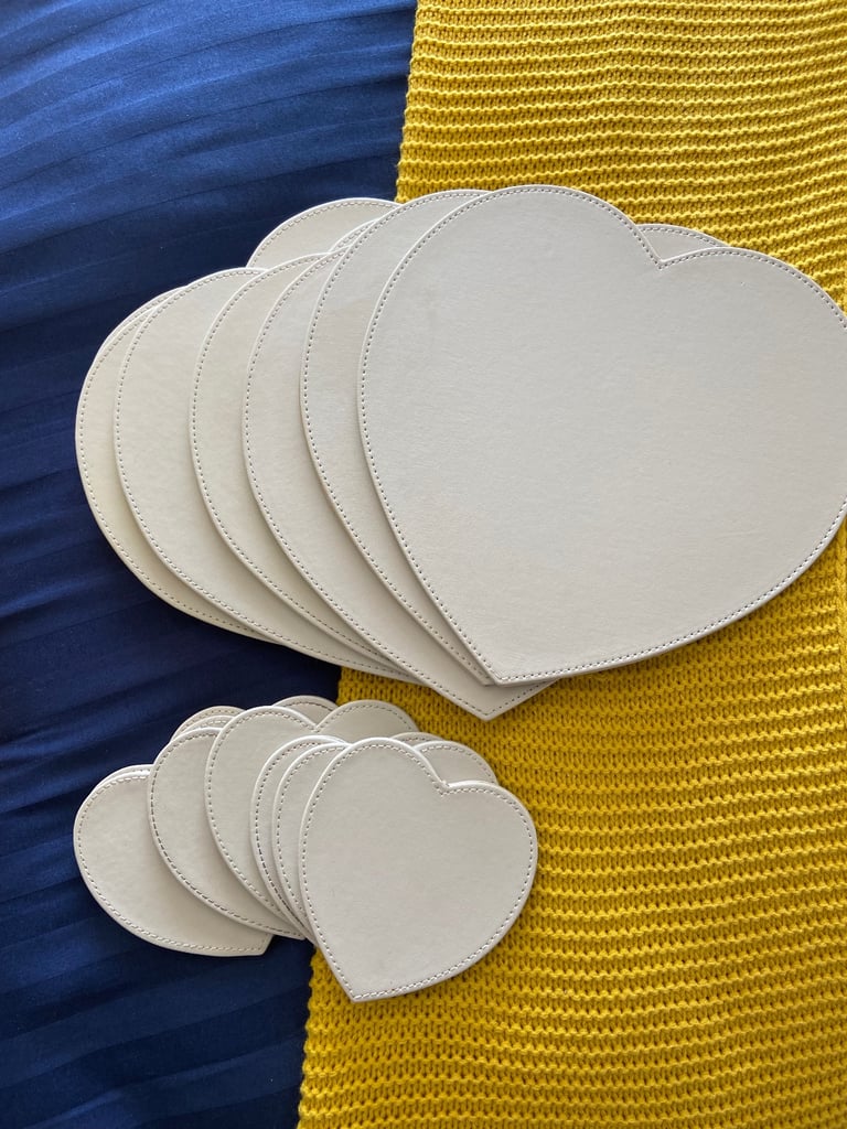 image for Set Of 8 Grey Faux Leather Table Mats + 8 Matching Coasters 