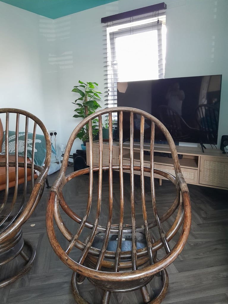 Vintage Ann Graves invincible bamboo swivel rocking chaora