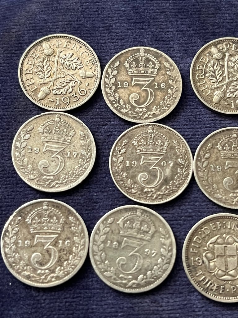 image for Vintage 3 pence coins 