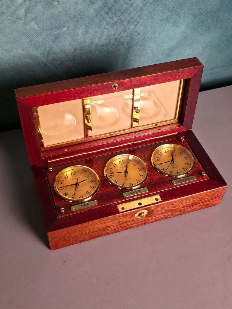 image for Asprey Clock Box (Swiss Quartz) with London, New York and San Francisco