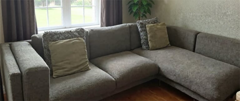 IKEA Corner Sofa — Comfortable & Clean — Grey Fabric