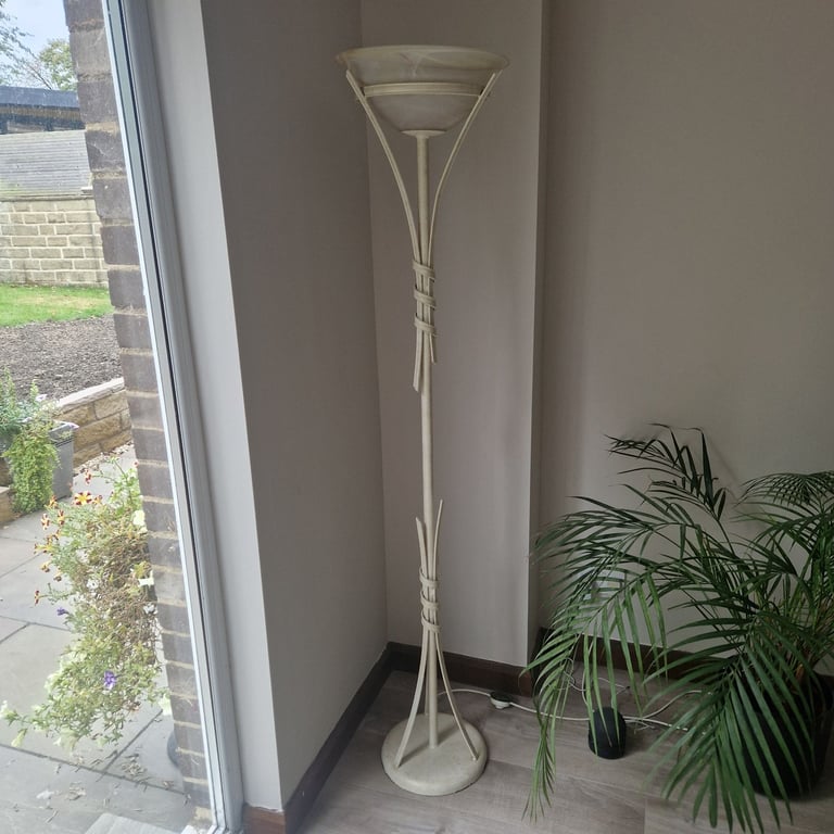 image for Beautiful designer wrought iron cream floor lamp