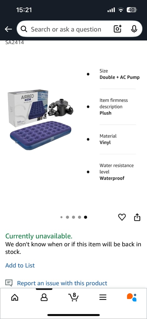 Airbed - Electric Air Pump Waterproof Inflatable Mattress (Double + AC Pump), 