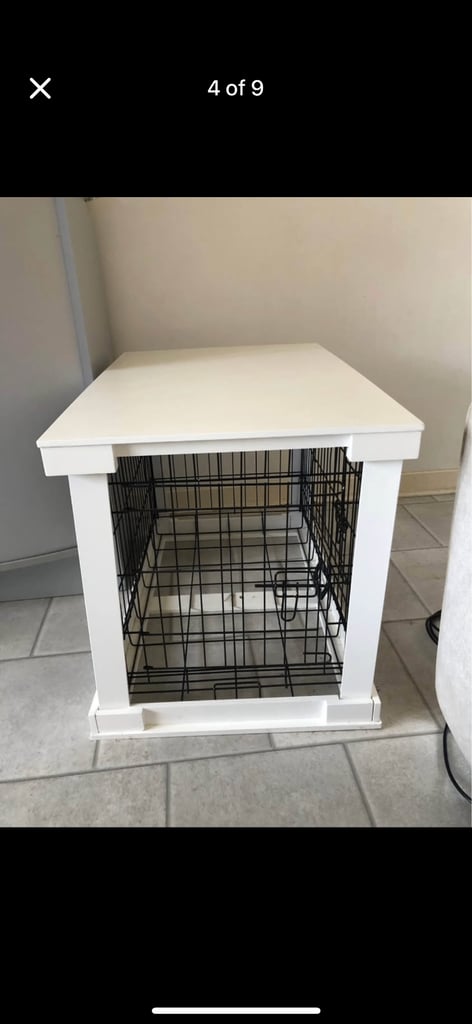 Dog crate white table furniture 