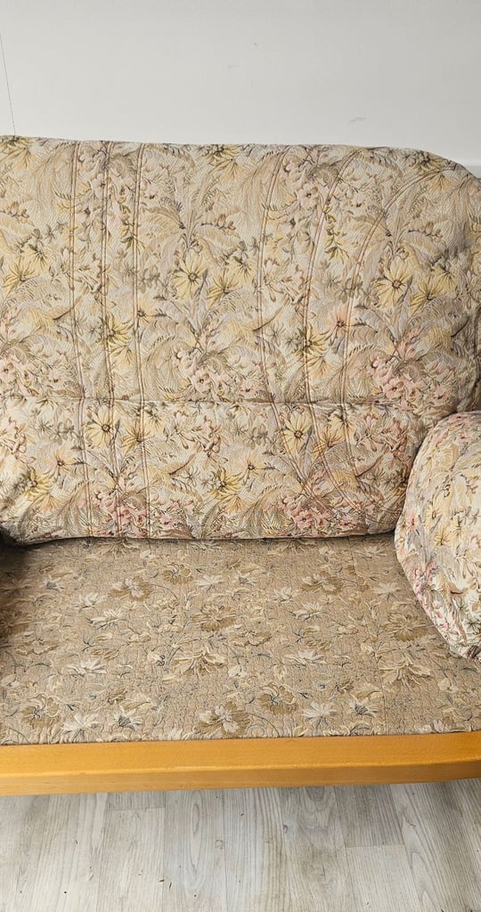 Vintage Ercol 766 Jubilee Three-Seater Sofa – Blonde Wood – Mid-Century Modern