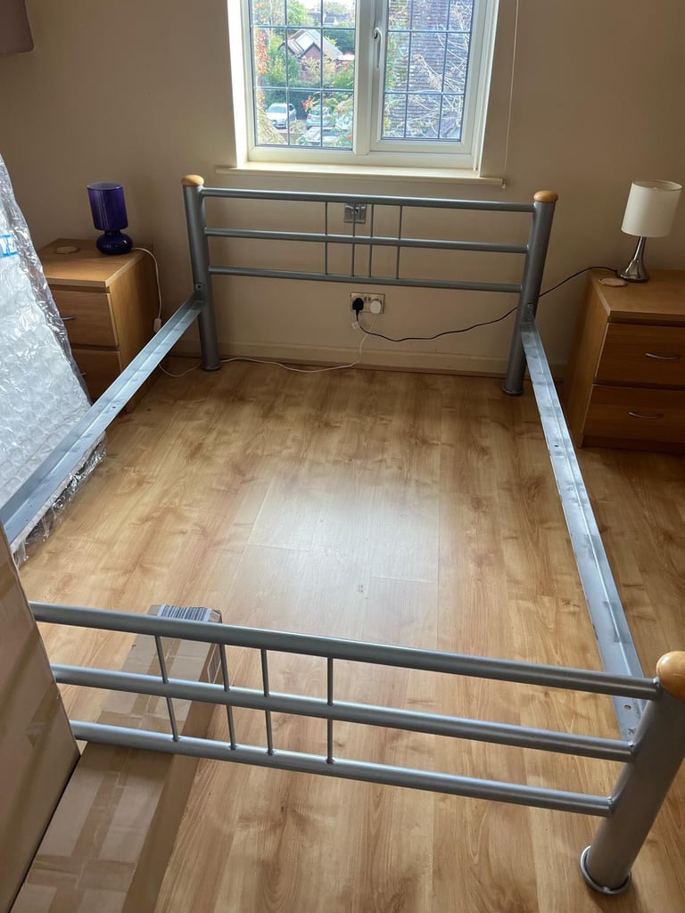 image for Metal frame double bed and mattress