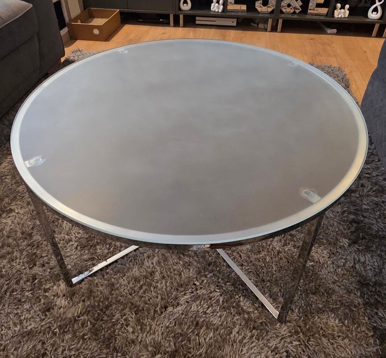 image for Chrome legs glass top coffee table 