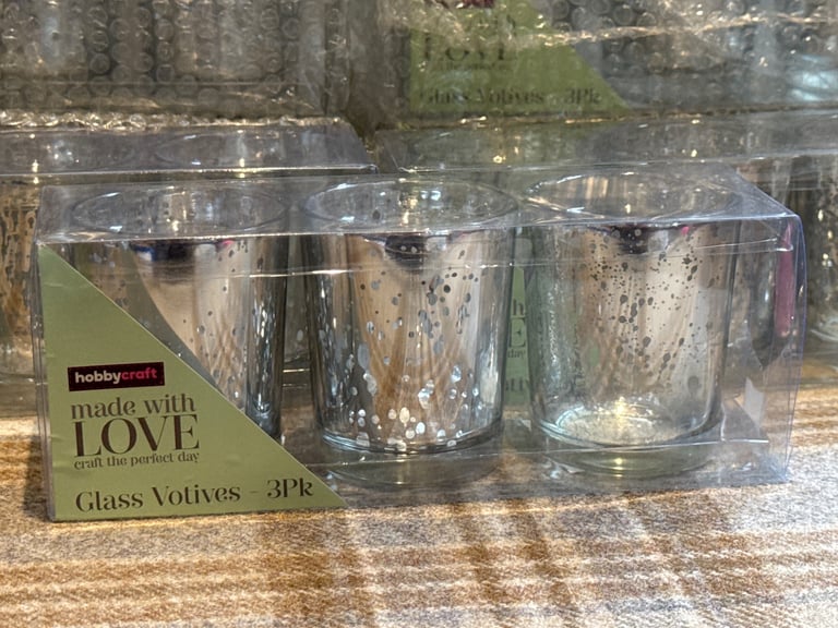 Job lot of speckled silver glass votives