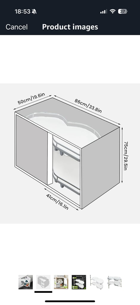 Right hand cupboard pull out swing storage 