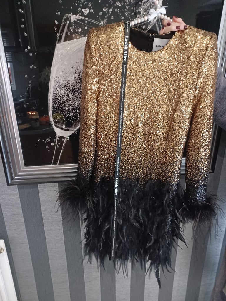 Lavish Alice Brianna  Embellished Feather Mini Dress 