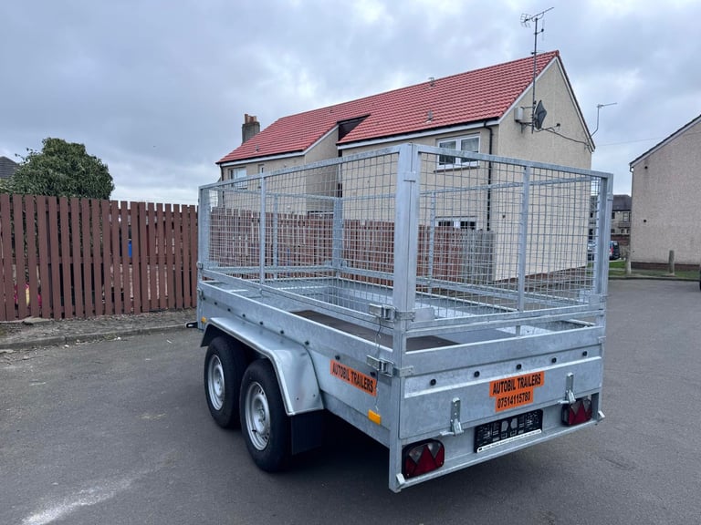 Brand New 10ft x 5ft Twin Axle Heavy Duty Trailer With 80cm Mesh 2700KG Braked