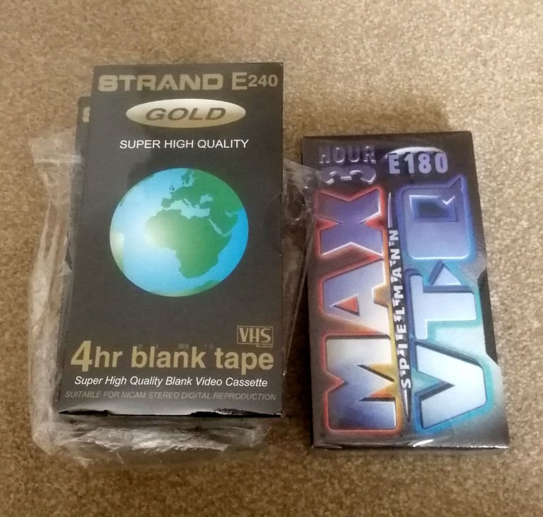 image for 4 x Strand Gold VHS Cassette Tapes 4 Hour E-240 + 1 x Speilmann 3 Hour E-180