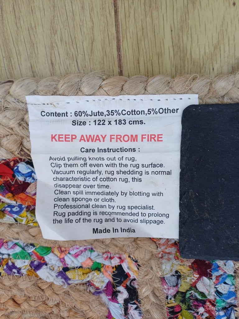 Lovely Indian jute and cotton rag rug/playmat