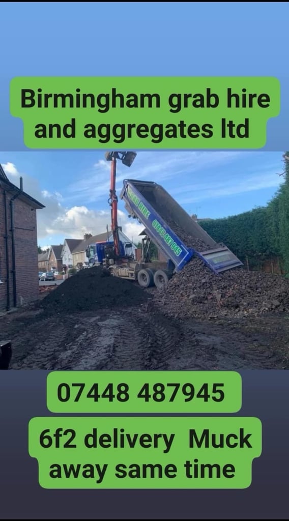 Grab lorry hire delivery of mot type 1 recycled type 1 topsoil sharp sand gravel 6f2 