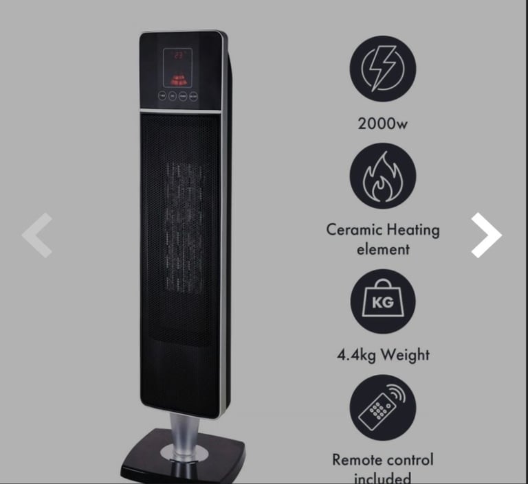 Jack Stonehouse Electric PTC Ceramic Fan Heater, 2000w Black