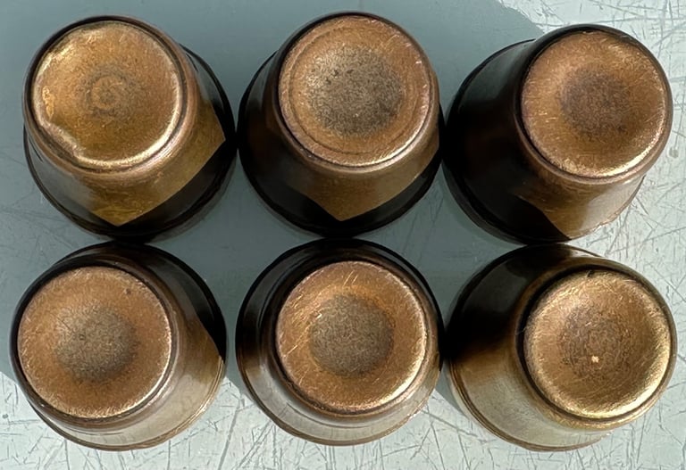 ANTIQUE FRENCH HUNTING SHOT CUP SET OF SIX STIRRUP CUPS & TRAY - 1900s - WILL POST!