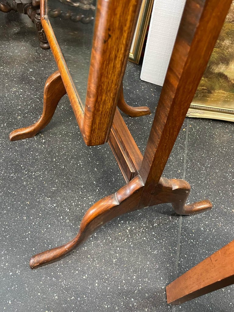 Antique walnut cheval mirror