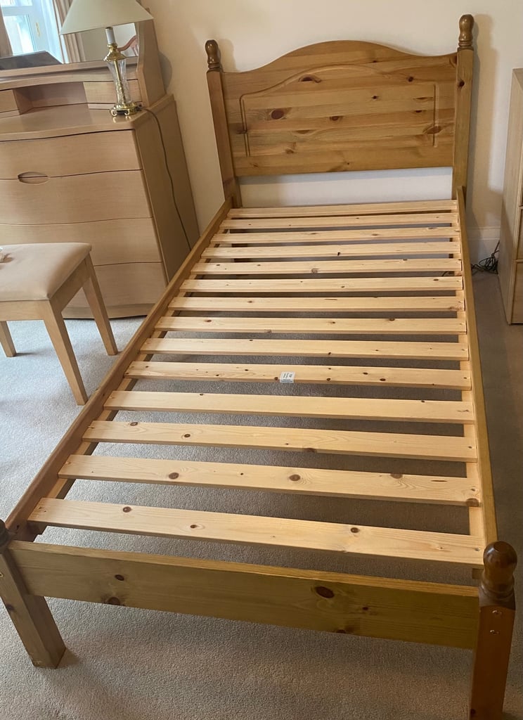 Single bed frame with wooden headboard in excellent condition