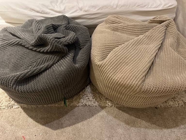 image for 2 luxury bean bags cream and grey