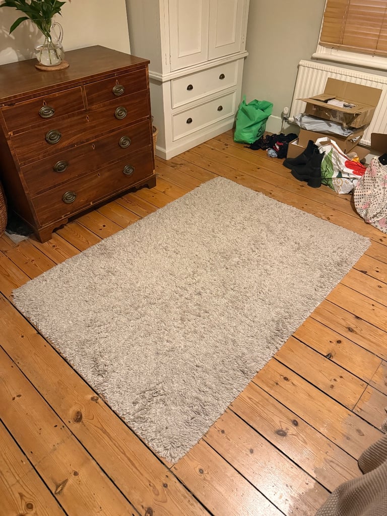 Free cream shaggy rug