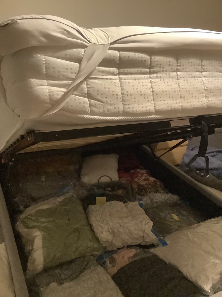 Grey storage bed 