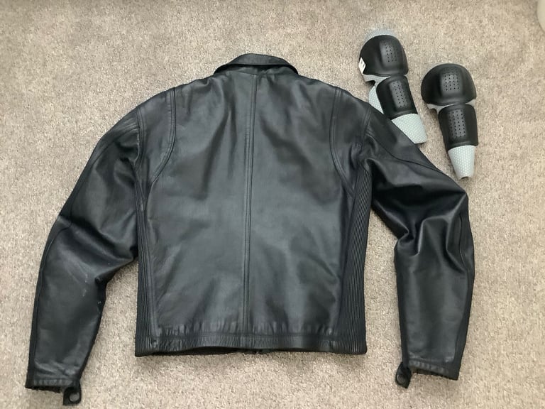 Woman’s black leather dianese jacket with removable body armour