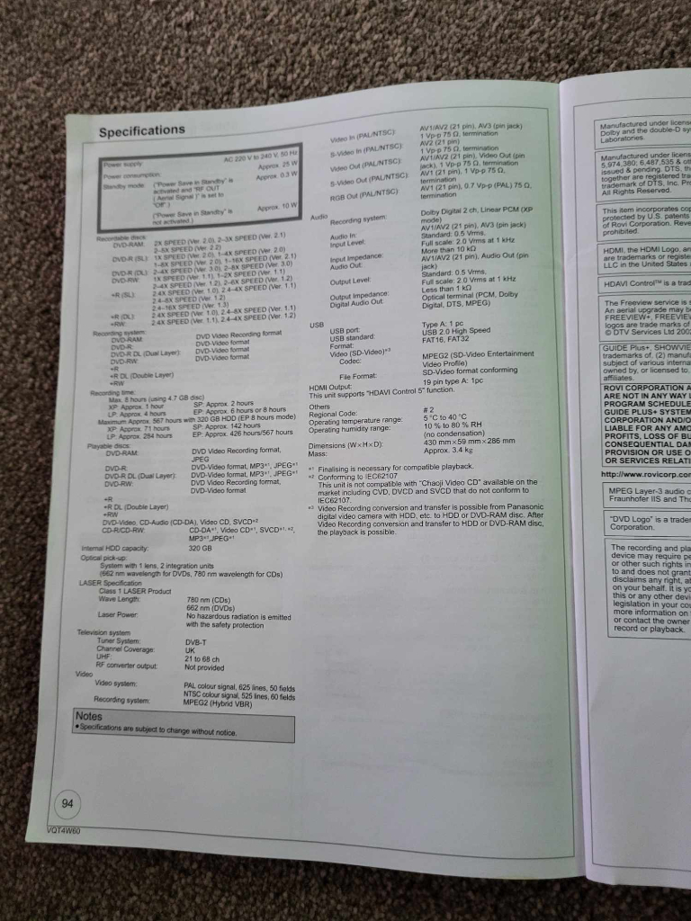 Panasonic DVD Recorder with Freeview