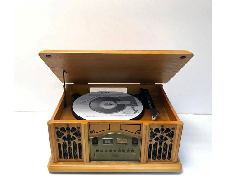 Prolectrix Retro/Vintage Turntable, AM/FM Radio with CD & Cassette Player
